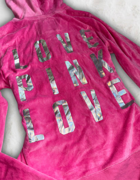 Victoria’s Secret PINK y2k Pink Velour Hoodie