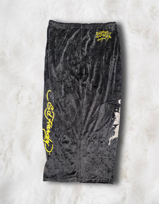 Ed Hardy Black Velour Vintage 90s Pants
