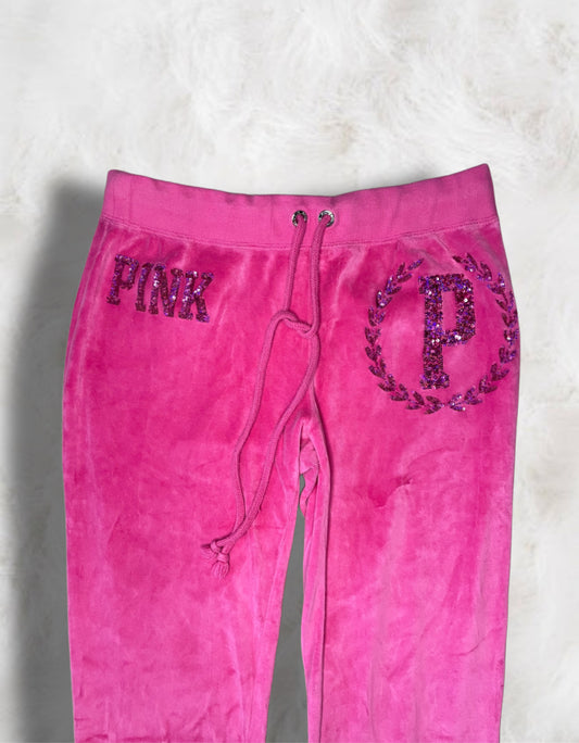 Victoria’s Secret Barbie Pink Velour Sequinned Embellished Pants