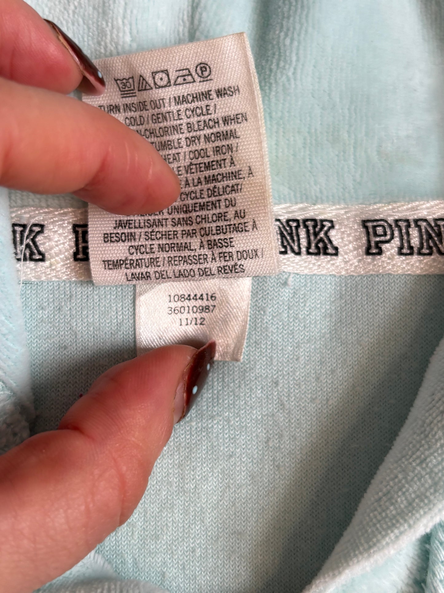Victoria’s Secret PINK y2k Turquoise Velour Hoodie