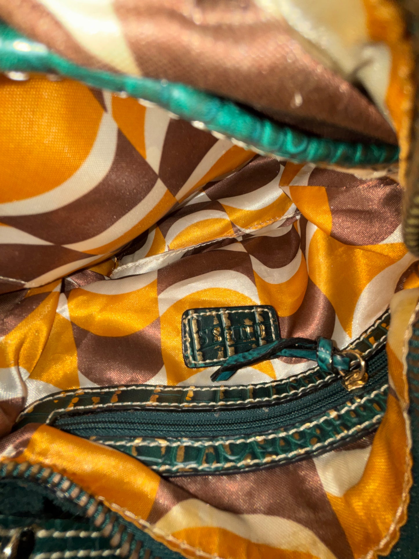 Guess Rare Green & Gold Leather Shoulder Bag