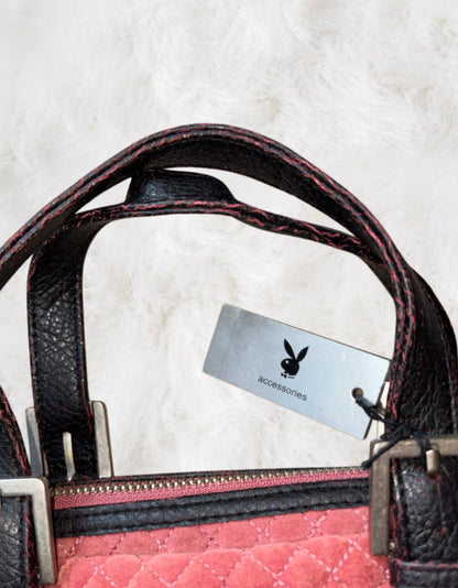 Playboy Deadstock Rose Suede Mini Bowler Bag