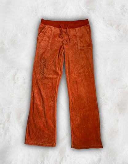 Ed Hardy Vintage 90s Burnt Orange Velour Pants