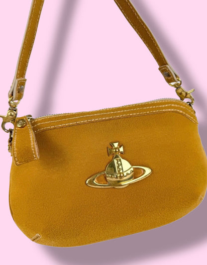 Vivienne Westwood Rare Cross Body Felt Bag in Mustard