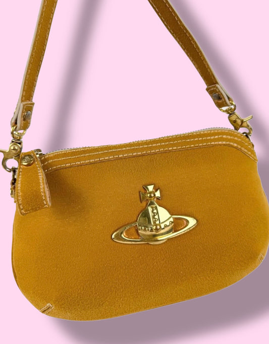 Vivienne Westwood Rare Cross Body Felt Bag in Mustard