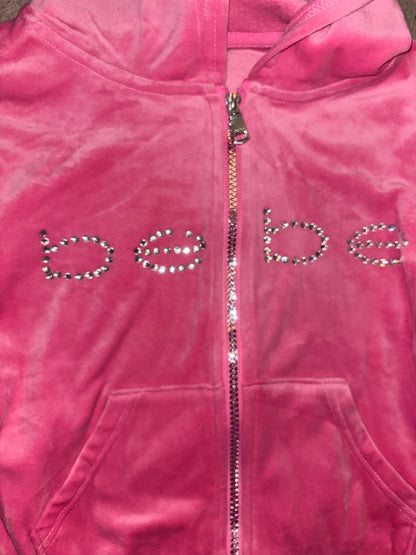 Bebe Brand New Barbie Pink Diamanté Tracksuit (Medium) - Rhinestone Missing