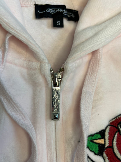 Ed Hardy Rare Blush Pink Short Sleeved 2 Piece Velour Tracksuit