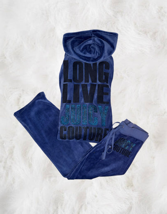 Juicy Couture Blue Velour 2 Piece Tracksuit