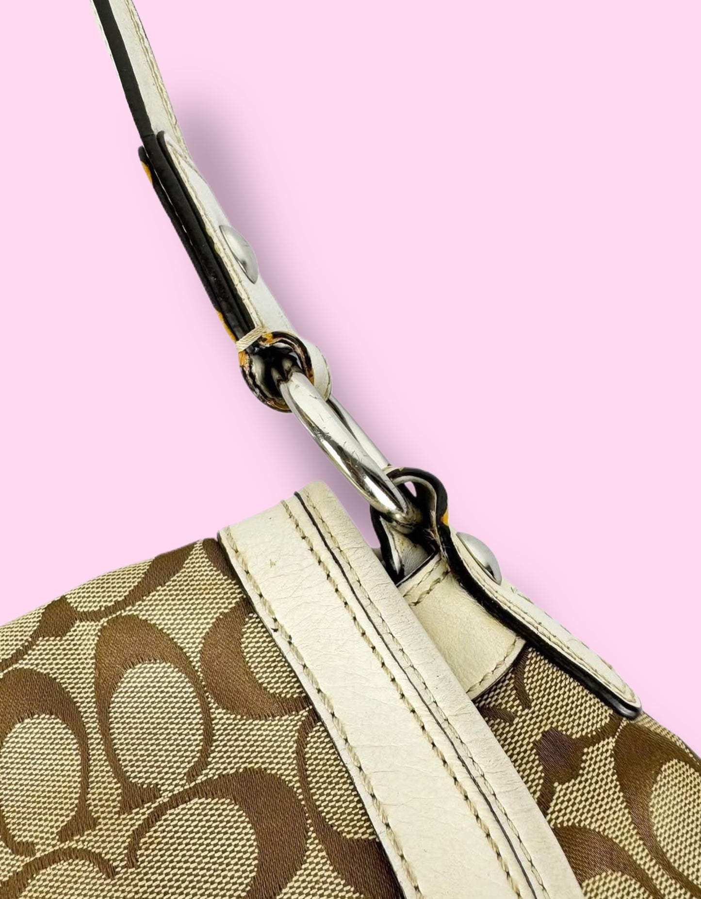 Coach 13739 Signature Soho Bag In Monogram Print, White Leather Accents