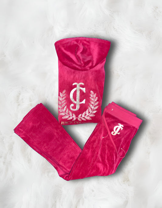 Juicy Couture Hot Pink Velour 2 Piece Tracksuit