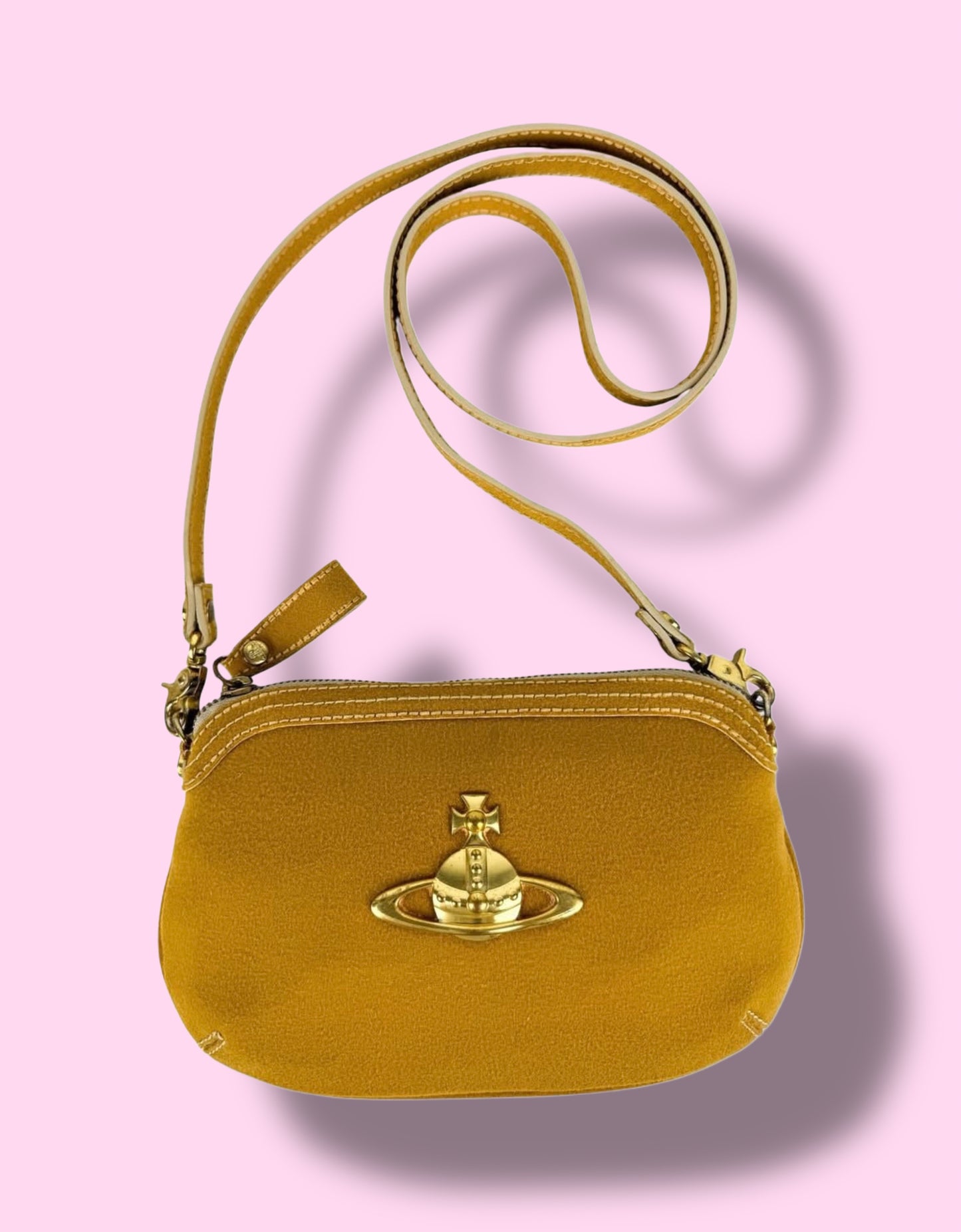 Vivienne Westwood Rare Cross Body Felt Bag in Mustard