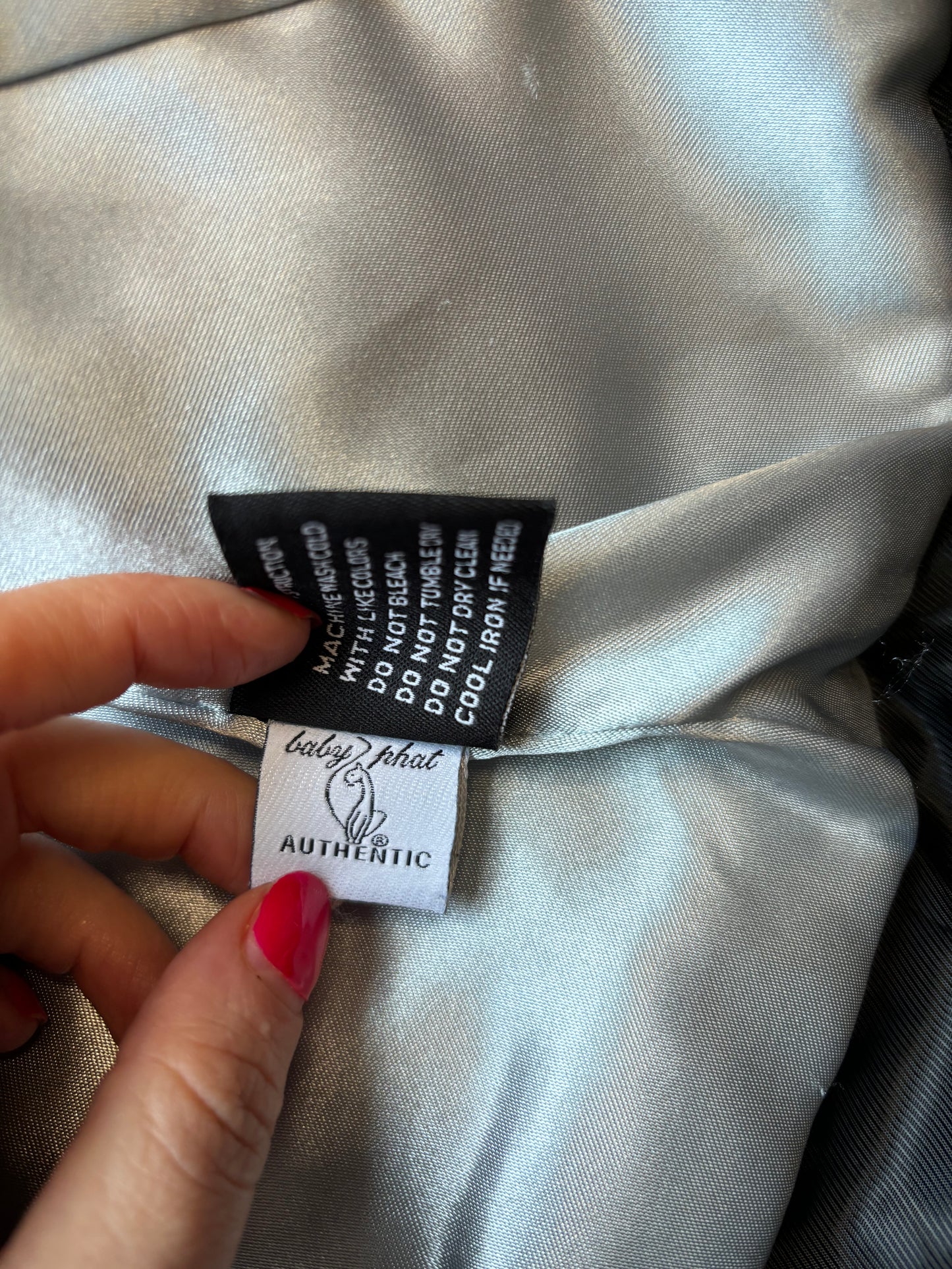 Babyphat y2k Black & Silver Satin Bomber Jacket