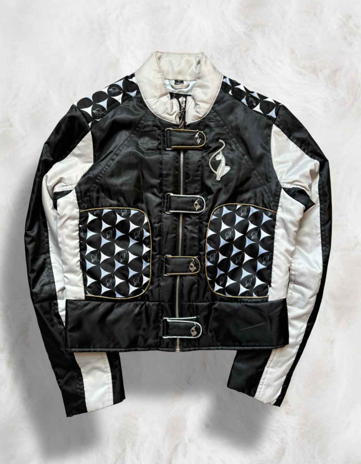 Babyphat y2k Black & Silver Satin Bomber Jacket