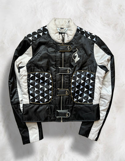 Babyphat y2k Black & Silver Satin Bomber Jacket