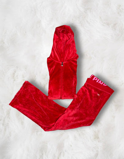 Victoria’s Secret PINK 2005 Red Velour 2 Piece Tracksuit