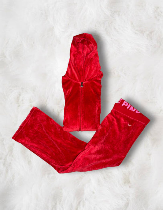 Victoria’s Secret PINK 2005 Red Velour 2 Piece Tracksuit
