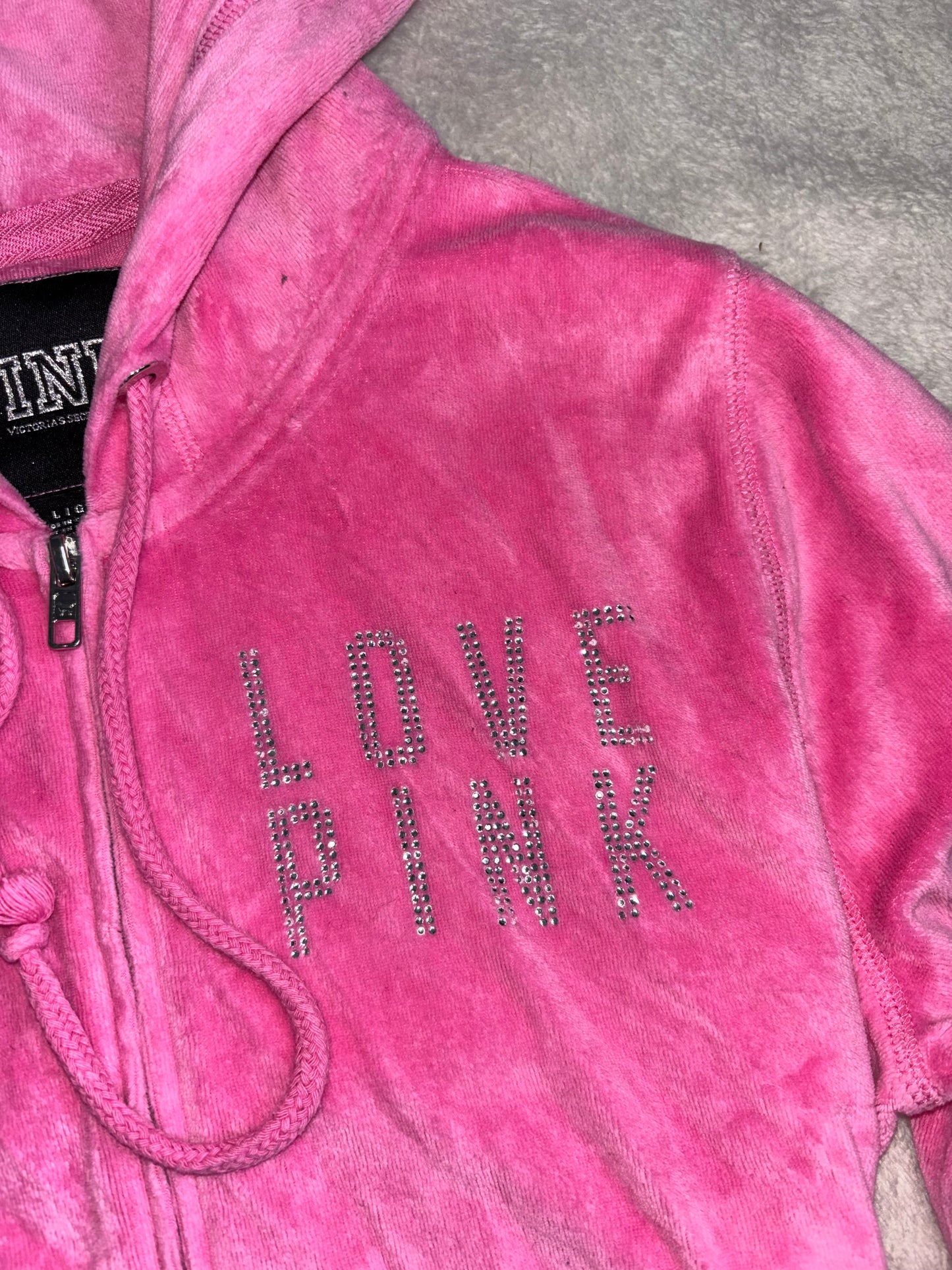 Victoria’s Secret PINK y2k Pink Velour Hoodie