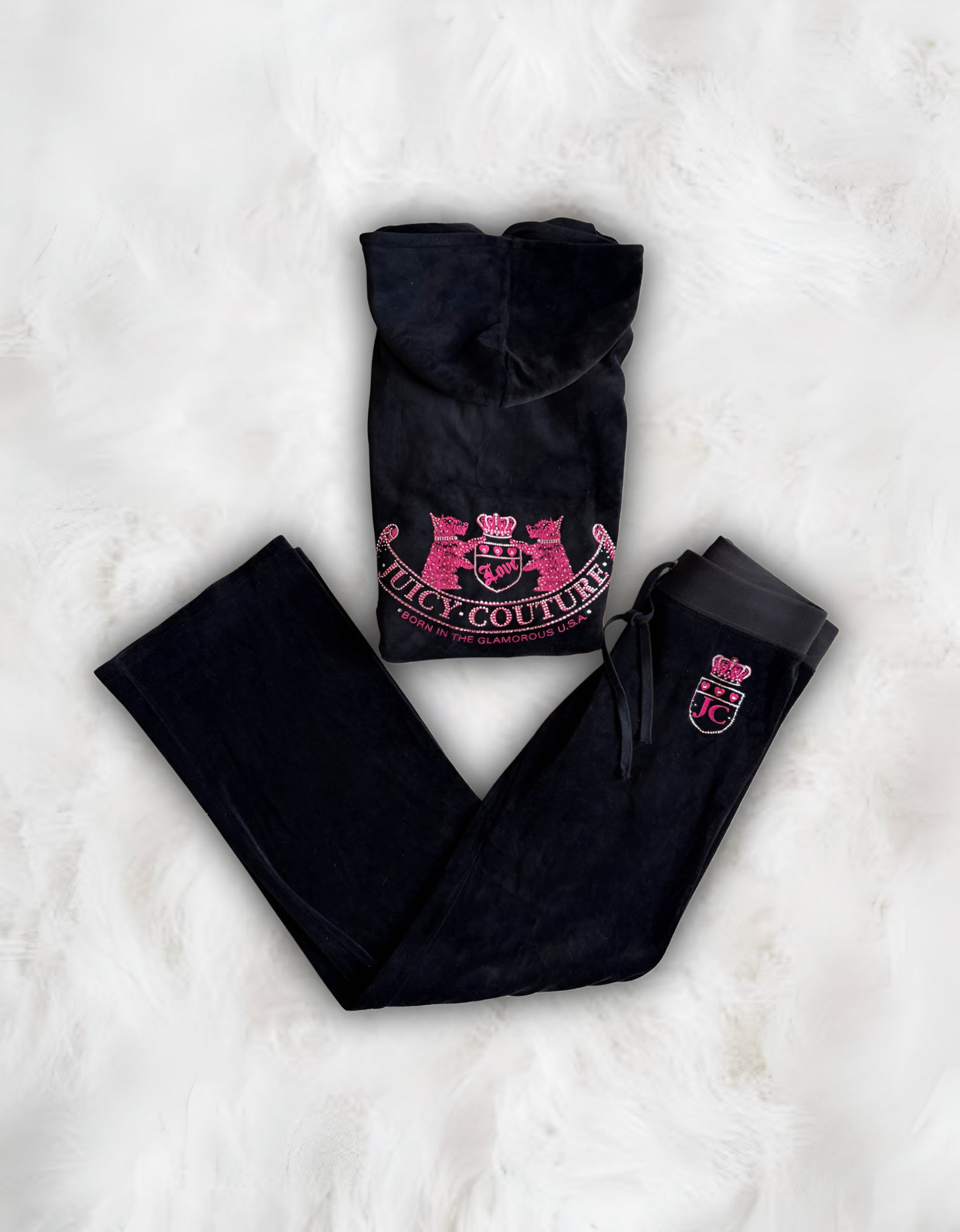 Juicy Couture Black Velour 2 Piece Tracksuit