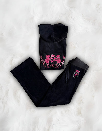 Juicy Couture Black Velour 2 Piece Tracksuit