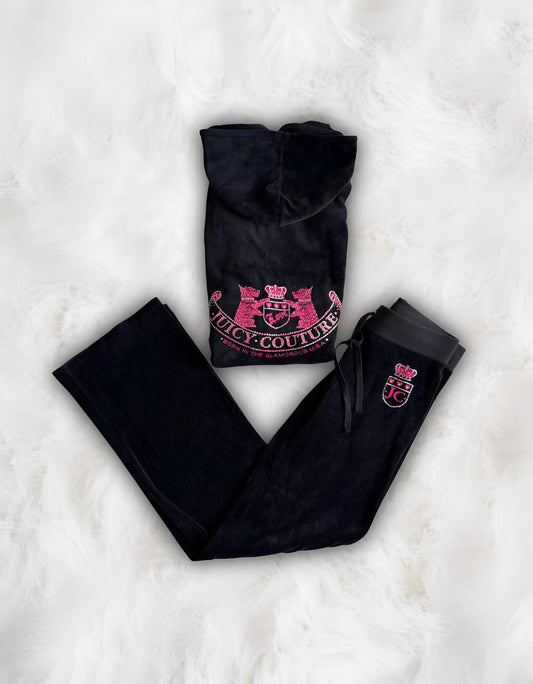 Juicy Couture Black Velour 2 Piece Tracksuit