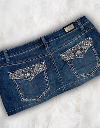 Mcbling Low-Waisted Denim Micro-Mini Skirt