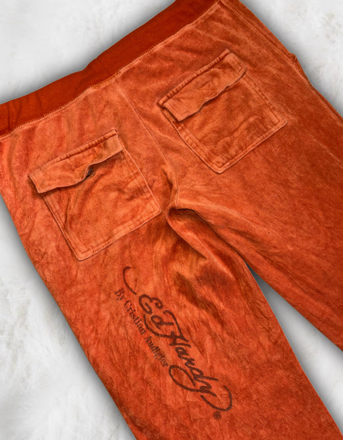 Ed Hardy Vintage 90s Burnt Orange Velour Pants