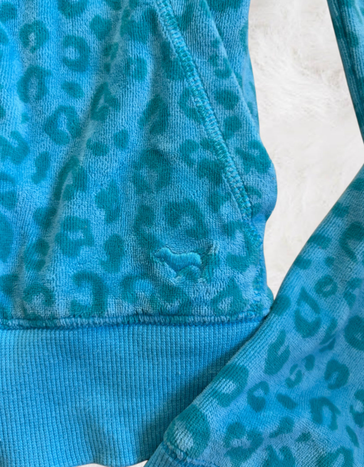 Victoria’s Secret PINK y2k Baby Blue Leopard Print Velour Hoodie