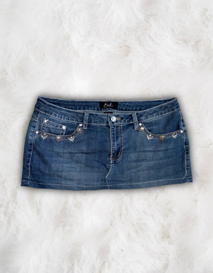 Mcbling Low-Waisted Denim Micro-Mini Skirt