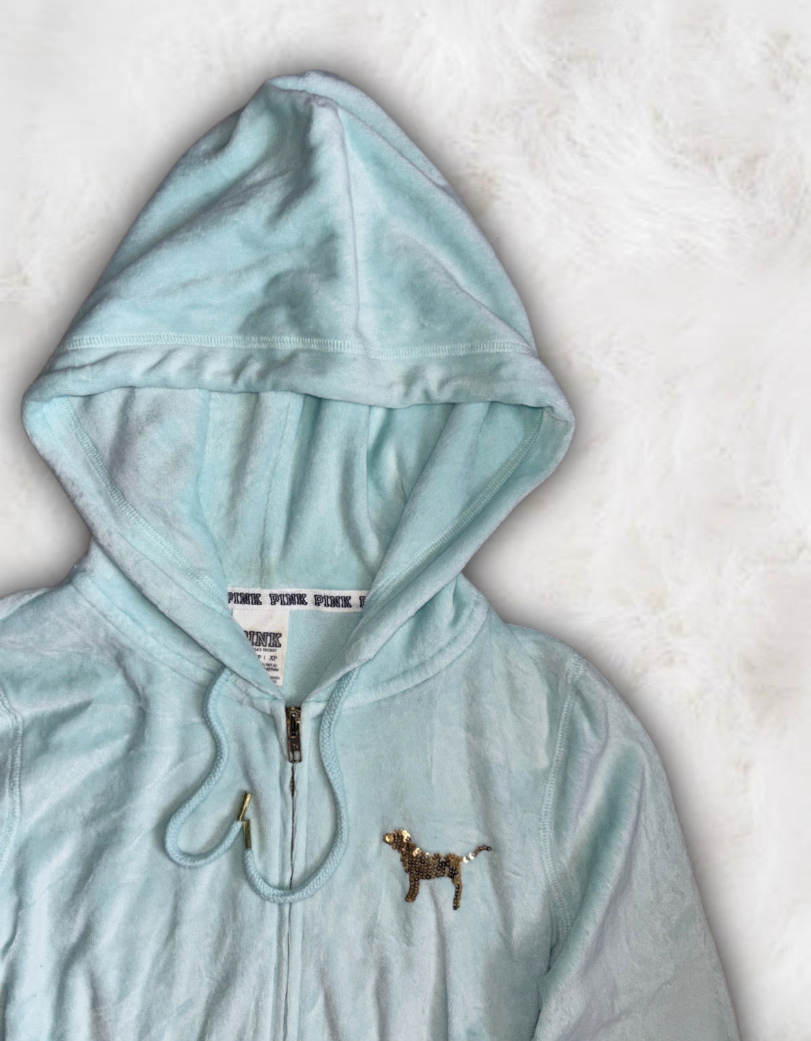 Victoria’s Secret PINK y2k Turquoise Velour Hoodie