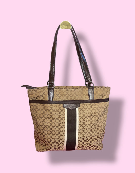 Coach 28625 Signature Monogram Medium Tote Bag