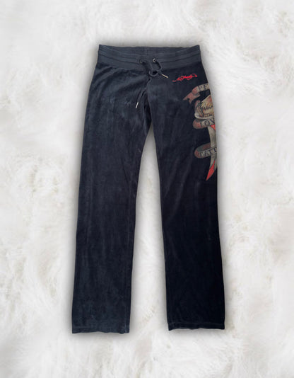Ed Hardy Vintage 90s Black Velour Pants