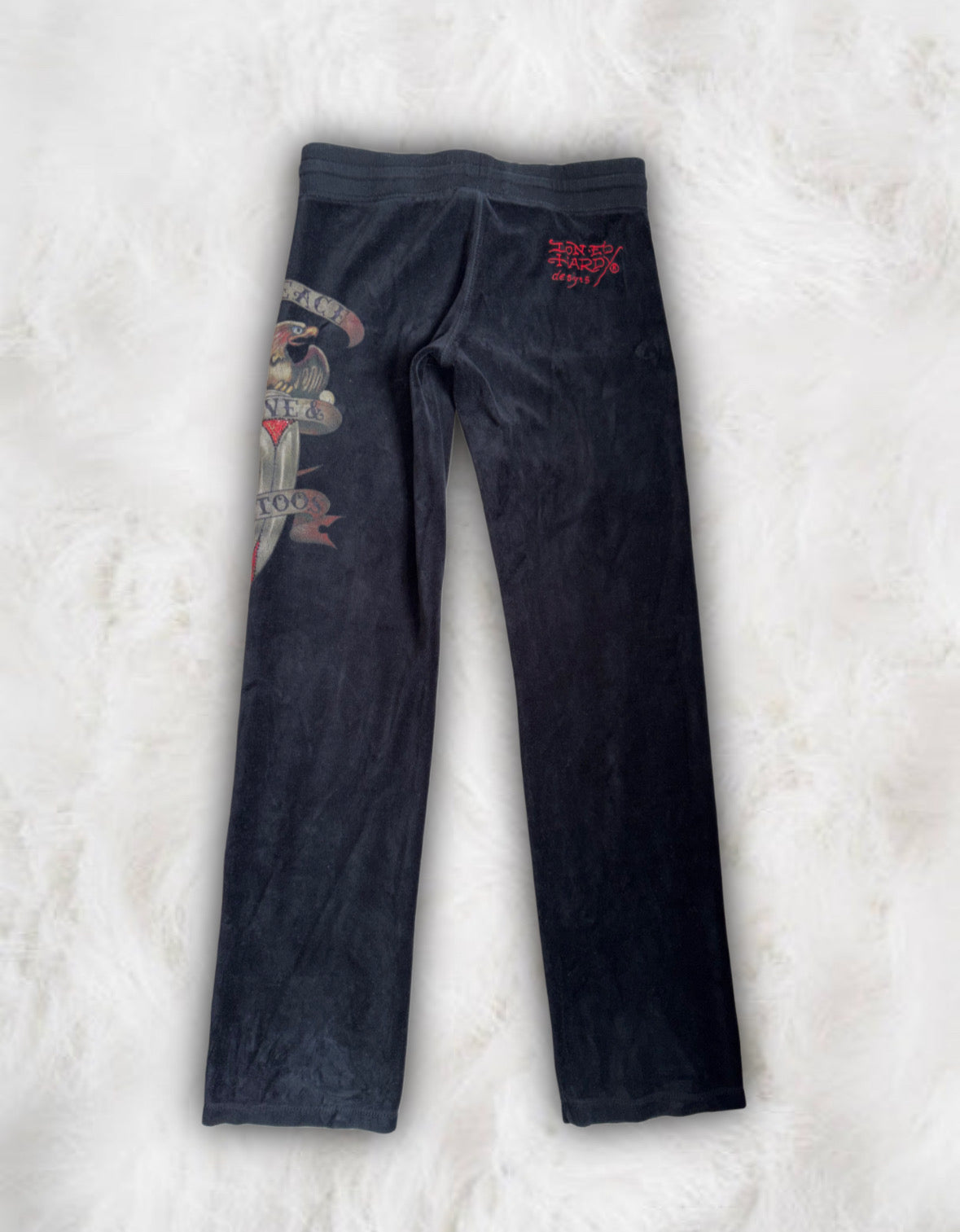 Ed Hardy Vintage 90s Black Velour Pants