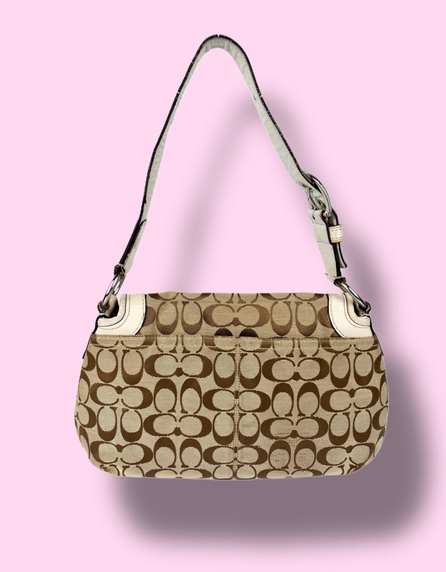 Coach 13739 Signature Soho Bag In Monogram Print, White Leather Accents