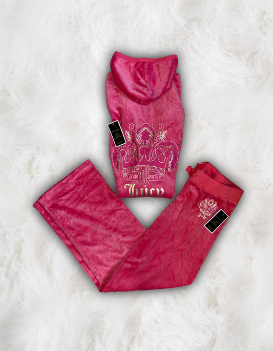 Juicy Couture Deadstock Coral Pink Velour 2 Piece Tracksuit