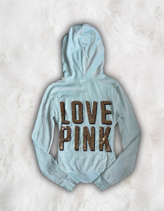 Victoria’s Secret PINK y2k Turquoise Velour Hoodie