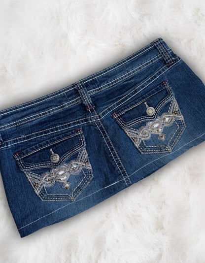 Mcbling Low-Waisted Denim Micro-Mini Skirt
