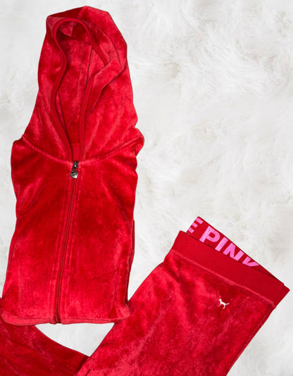 Victoria’s Secret PINK 2005 Red Velour 2 Piece Tracksuit