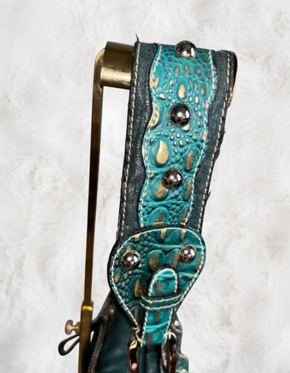 Guess Rare Green & Gold Leather Shoulder Bag