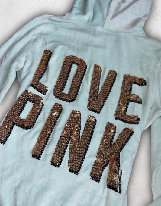 Victoria’s Secret PINK y2k Turquoise Velour Hoodie