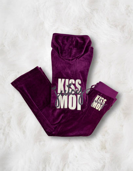 Juicy Couture Purple “Kiss Moi Juicy” Velour 2 Piece Tracksuit
