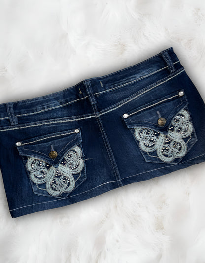 Mcbling Low-Waisted Denim Micro-Mini Skirt