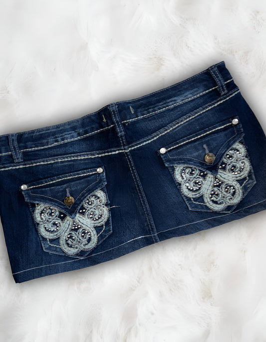 Mcbling Low-Waisted Denim Micro-Mini Skirt