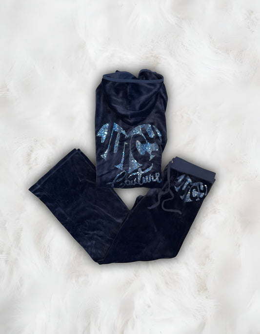 Juicy Couture Navy Velour 2 Piece Tracksuit