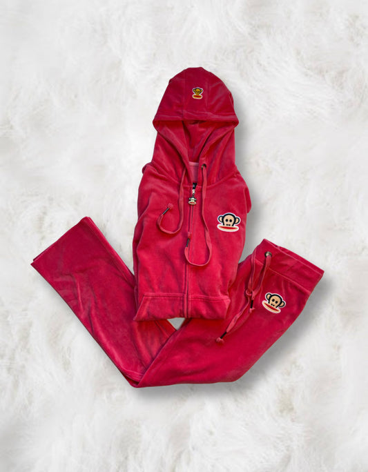 Paul Frank Coral Pink Velour Two Piece Tracksuit