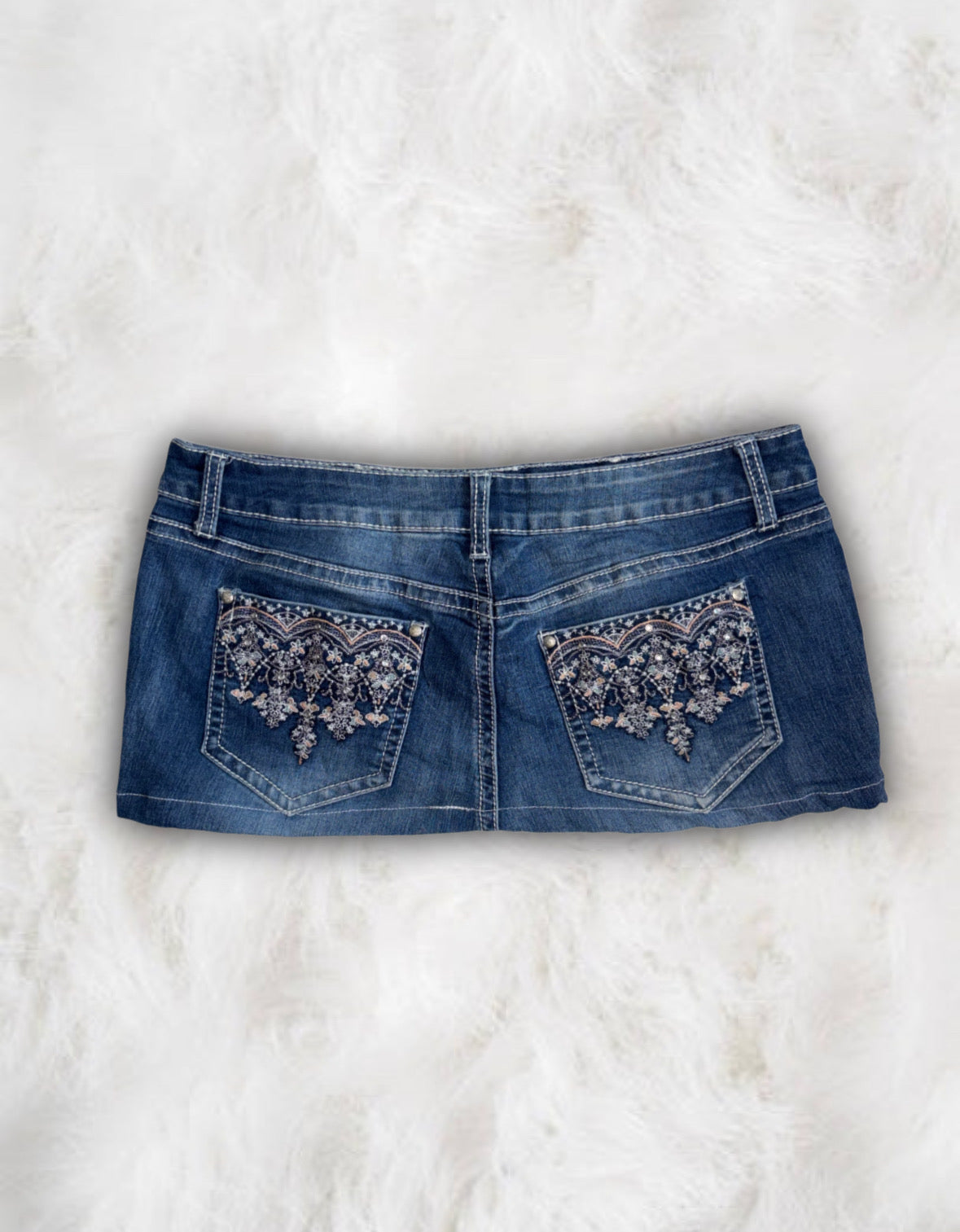 Mcbling Low-Waisted Denim Micro-Mini Skirt