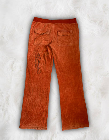 Ed Hardy Vintage 90s Burnt Orange Velour Pants