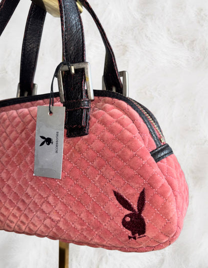 Playboy Deadstock Rose Suede Mini Bowler Bag
