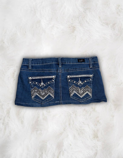 Mcbling Low-Waisted Denim Micro-Mini Skirt