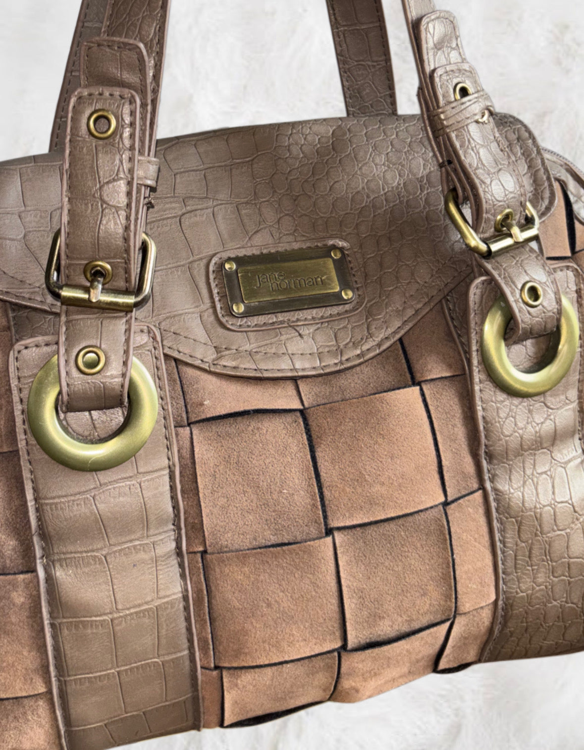 Jane Norman Suede x Faux Leather College Bag