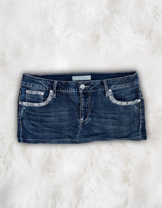 Mcbling Low-Waisted Denim Micro-Mini Skirt